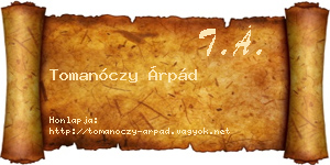 Tomanóczy Árpád névjegykártya